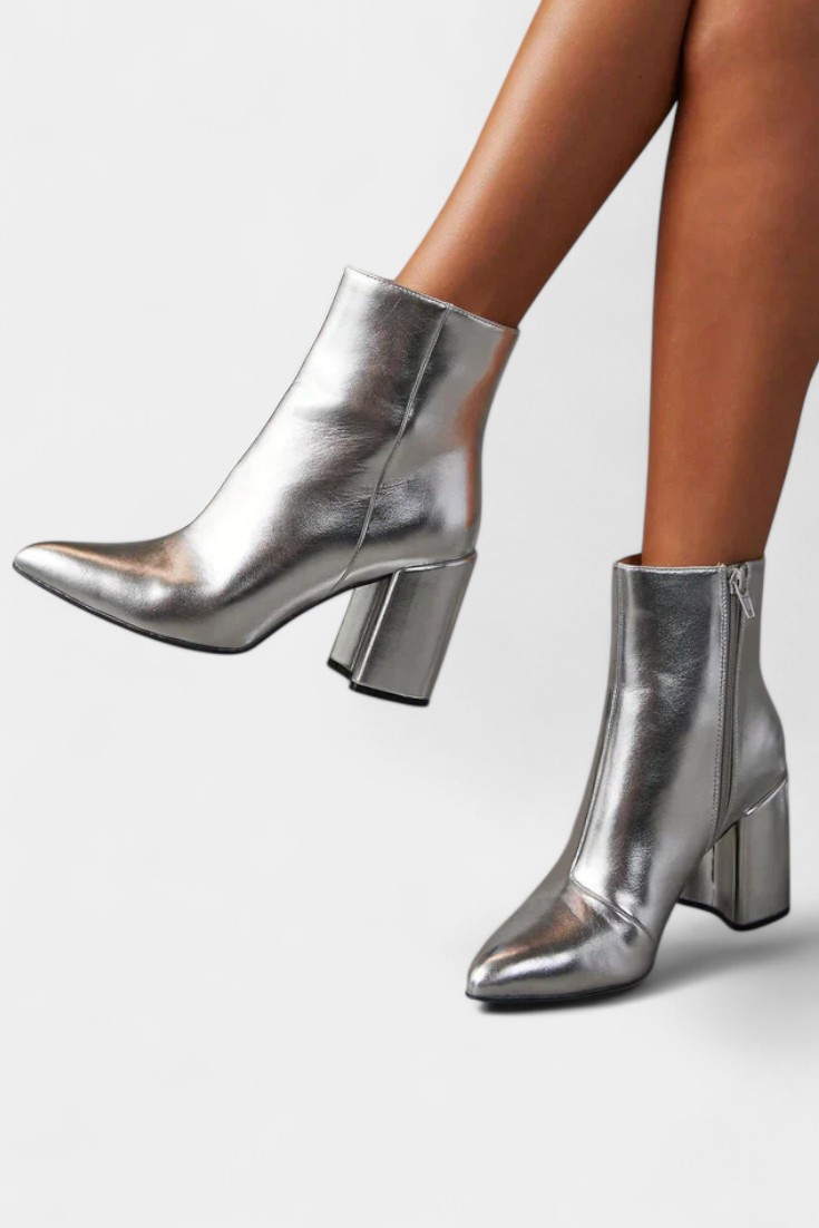 ELYRA™ | Silber Metallic High Heel Stiefel