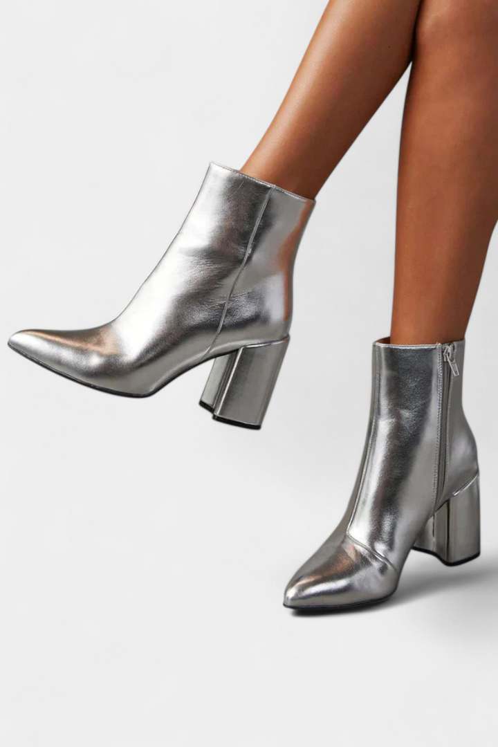 ELYRA™ | Silber Metallic High Heel Stiefel